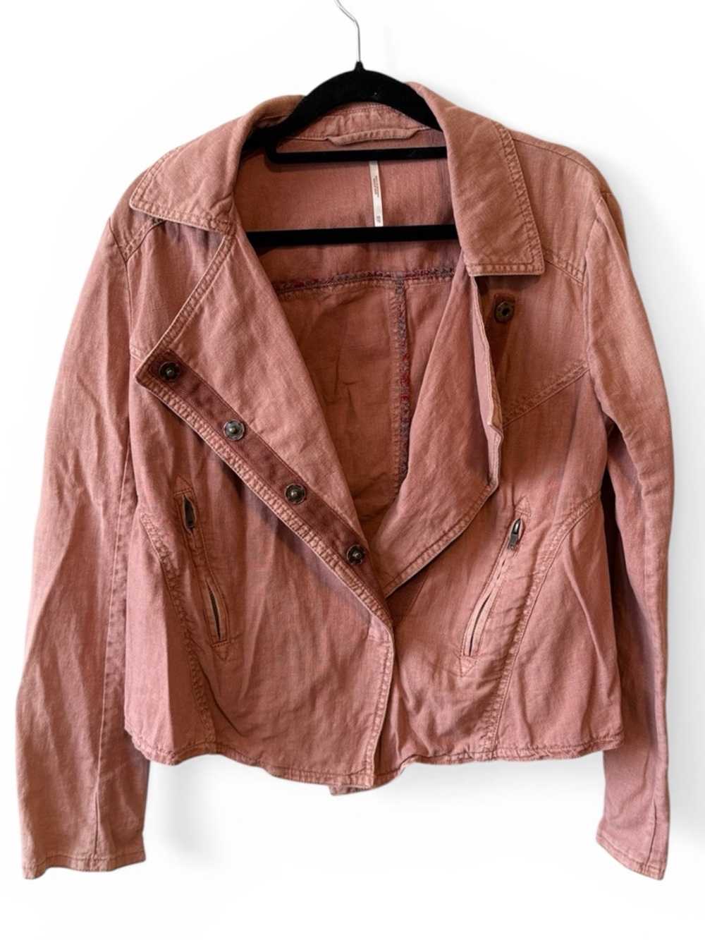 FREE PEOPLE Linen Moto Jacket